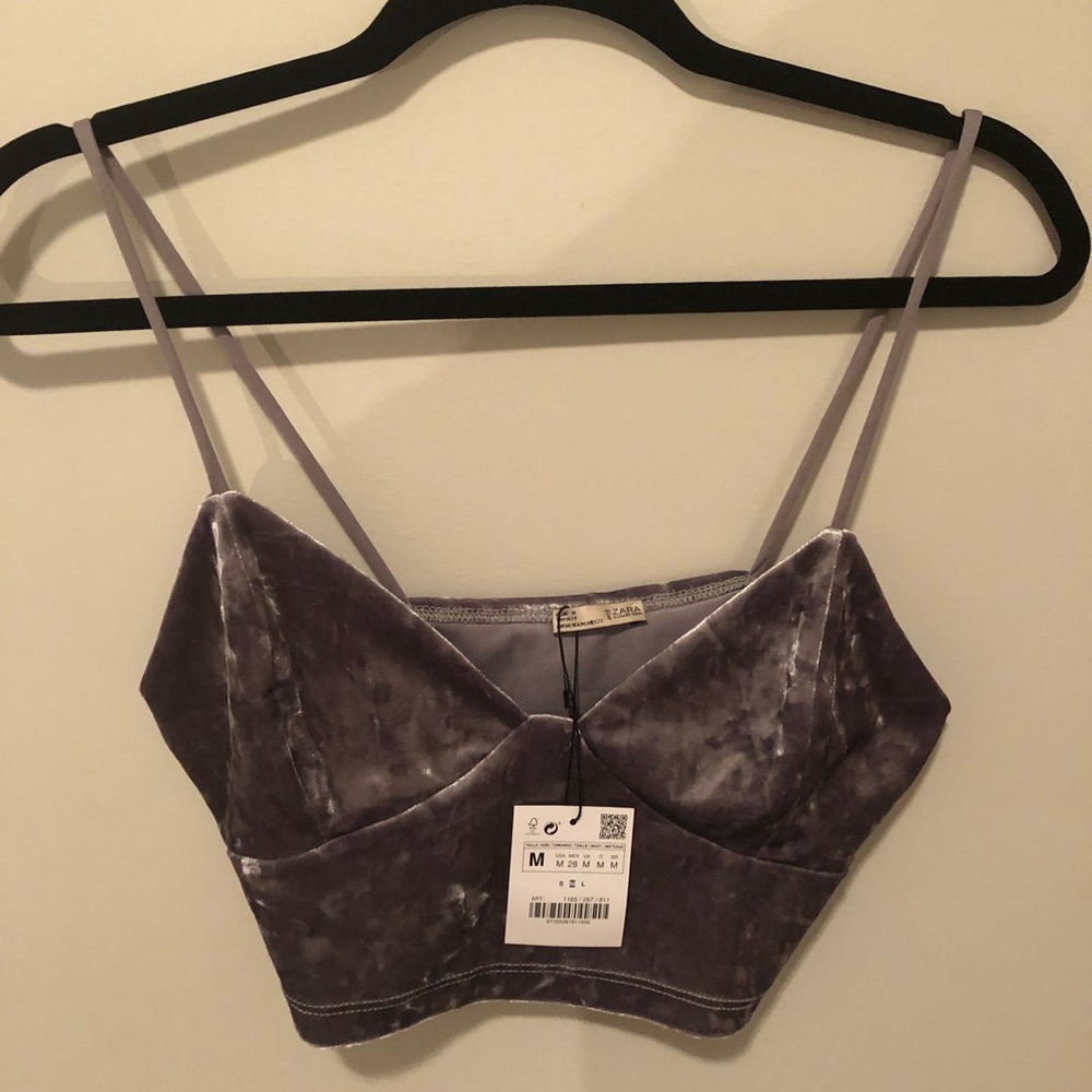 Zara Velvet Bralette Night Out Top